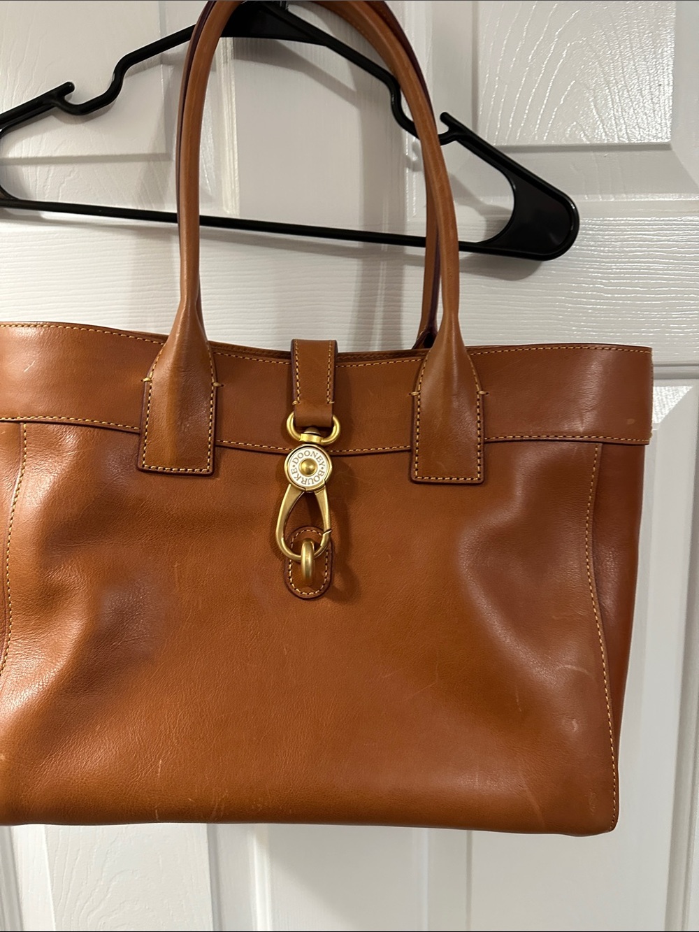 Dooney & Bourke Cognac Leather Tote with Gold Hardware